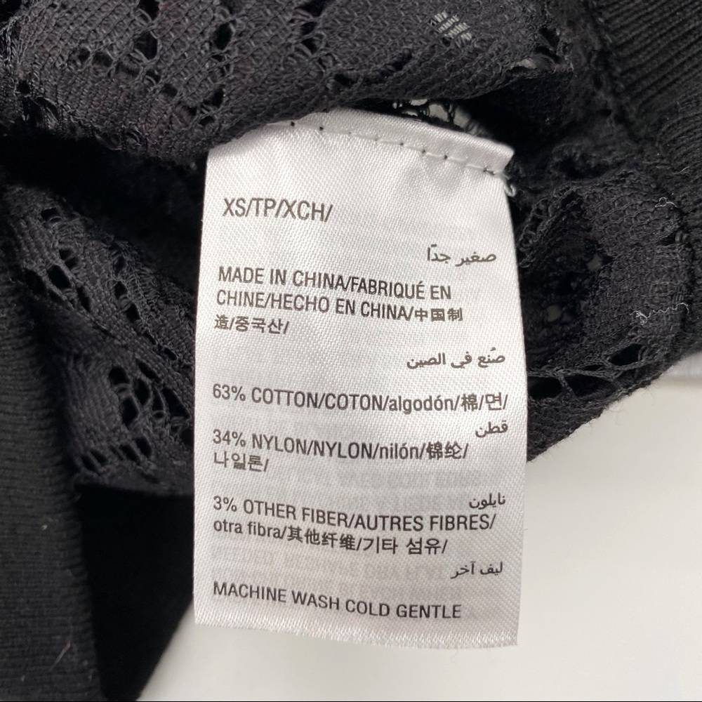 NWT INC Sheer Black Lace Long Sleeve Top Size XS - Picture 6 of 6